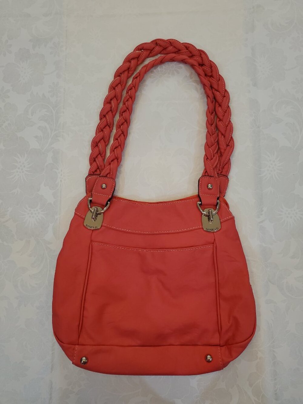 Red Rosetti Shoulder Bag Red Interior Two Braided Handles Like New